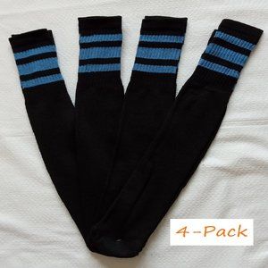 Baseball Socks Softball Striped Tube Socks Cotton Game Socks Black & Blue 23" lo